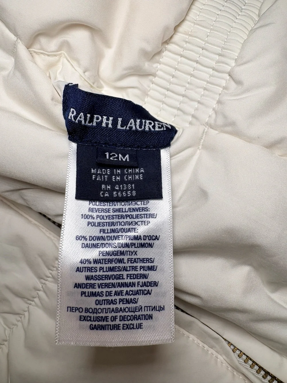 Ralph Lauren Reversible Hot Pink/Creamy White Quilted Down Puffer Vest  12 Month